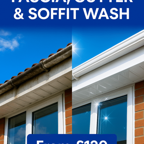 One-Off uPVC Fascia, Gutter & Soffit Wash (2 x elevations - extra elevations priced at £60 per side)